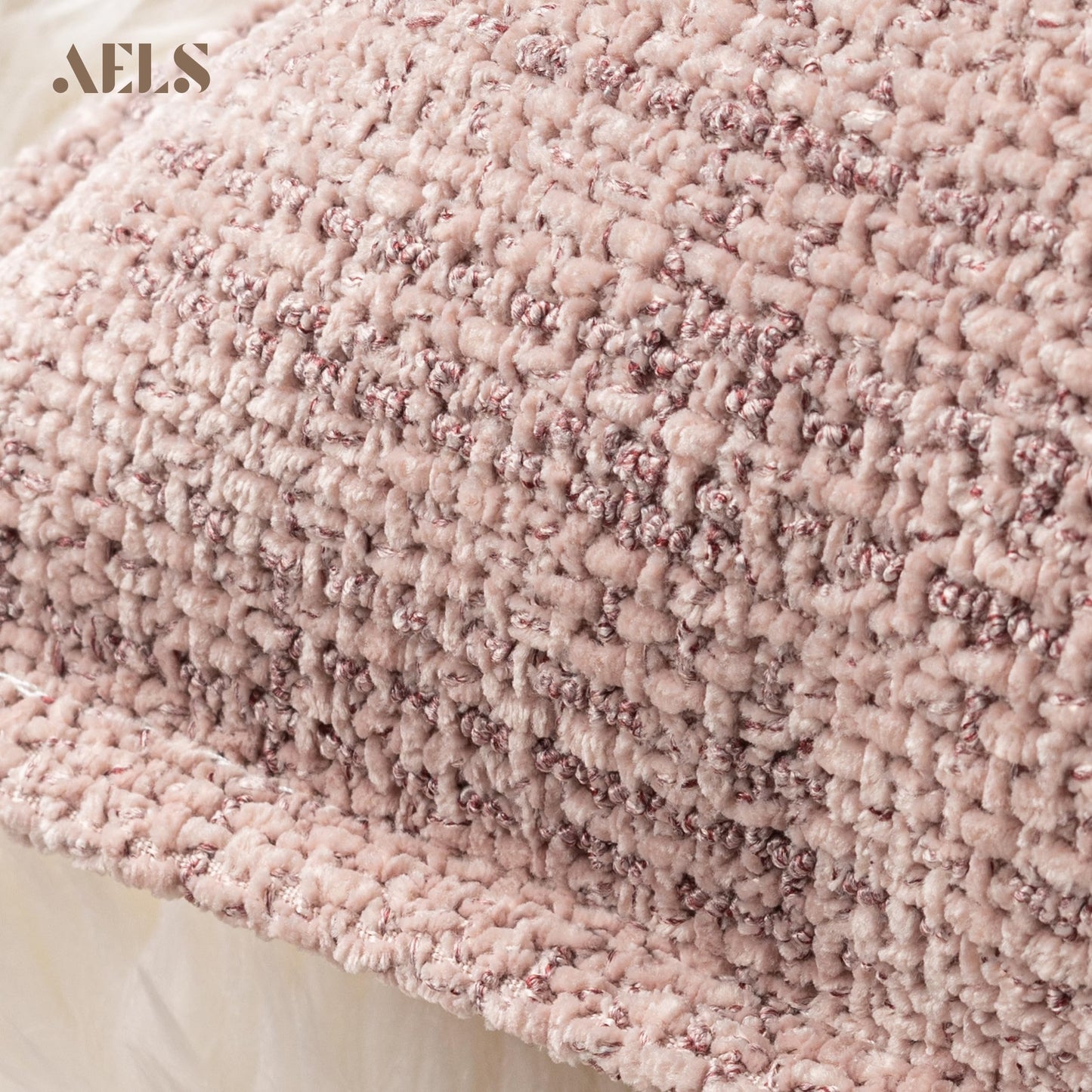 AELS 16x16 Decorative Chenille Farmhouse Throw Pillow Covers, Woven Pillow Case, Set of 2, Boho Textured Cushion Cover for Sofa Couch Living Room (Cover ONLY), Beige