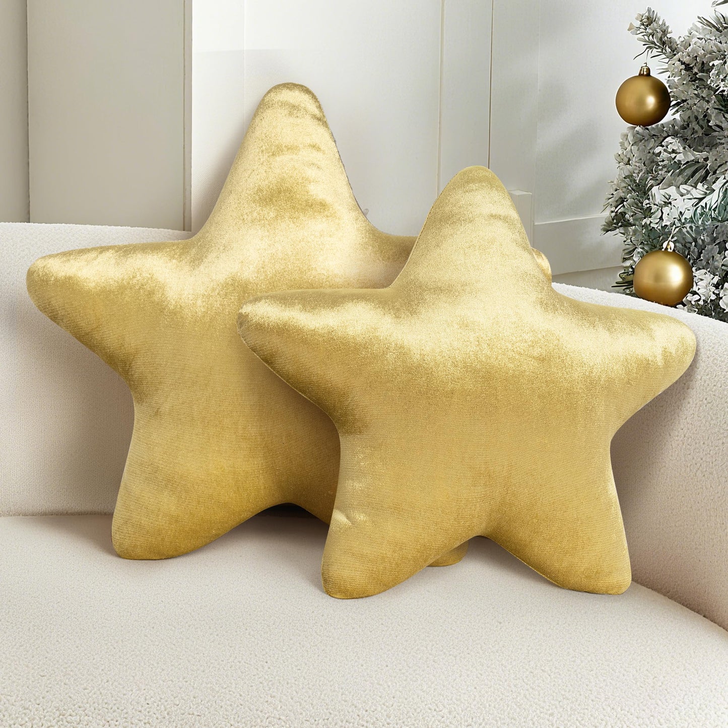 AELS Star Pillow - 19.6" Soft Velvet Star Shaped Decorative Throw Pillow for Couch, Bed, Living Room, Nursery, Home Decor Gift for Christmas, Birthday, Baby Shower, Gold