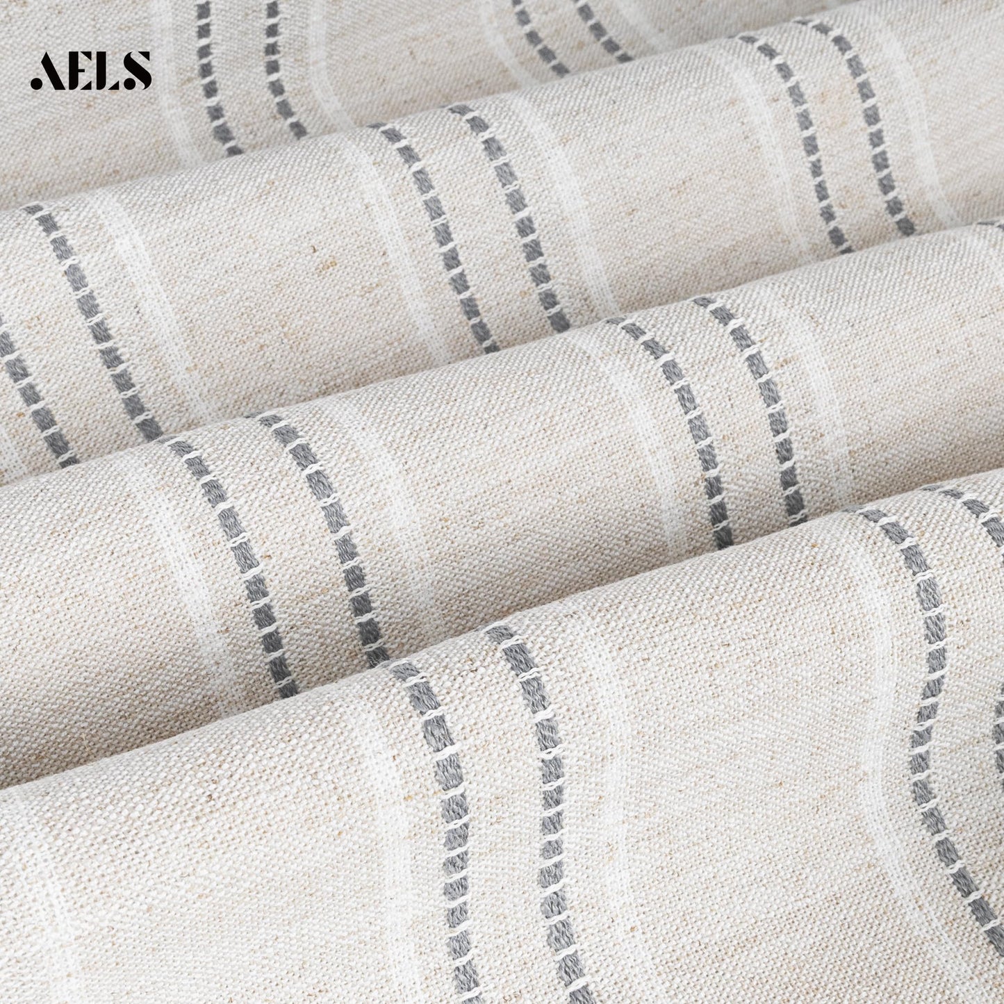 AELS Farmhouse Hanging Laundry Hamper with 2 Hooks, Washable Beige & Stripes Laundry Bag with Zipper & Wide Open Top, Over the Door Organizer for Dirty Clothes, Space Saving Storage