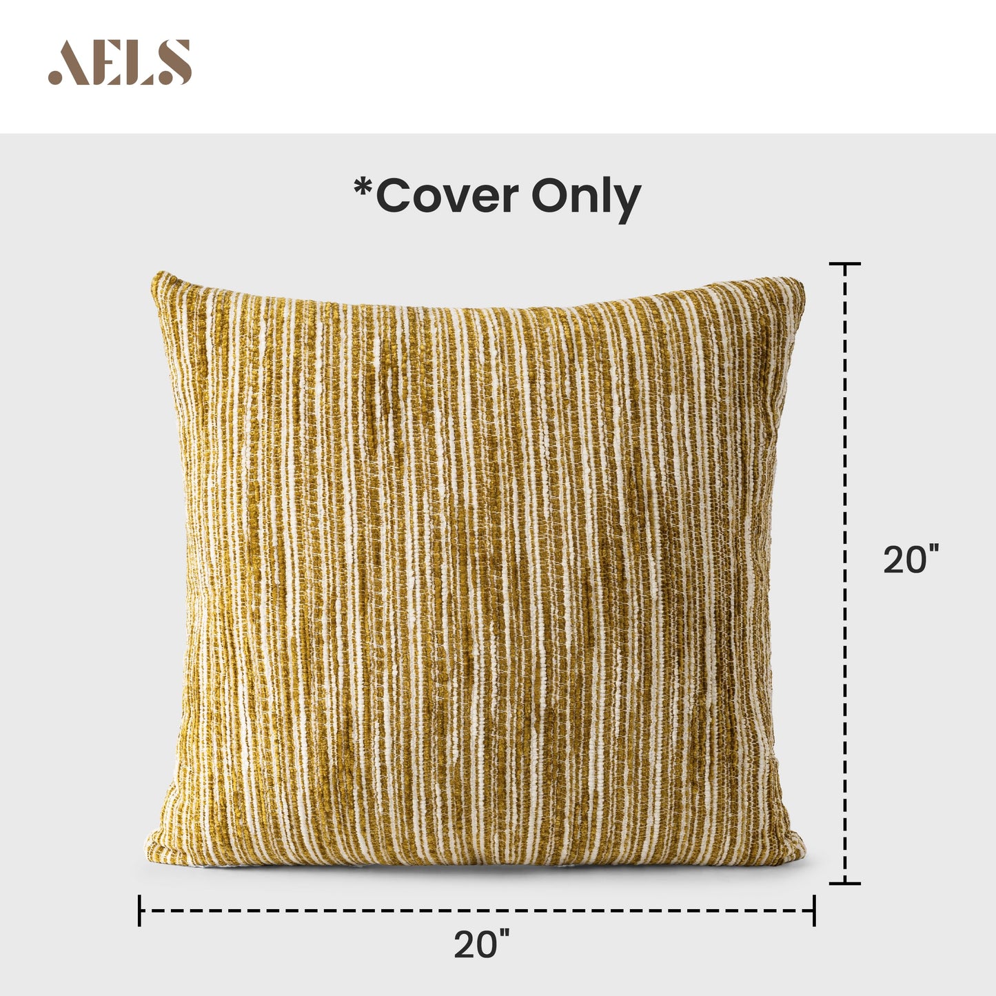 AELS 18x18 Decorative Farmhouse Throw Pillow Covers, Chenille Striped Pillow Case, Set of 2, Boho Textured Cushion Cover for Sofa Couch Living Room (Cover ONLY), Black and White