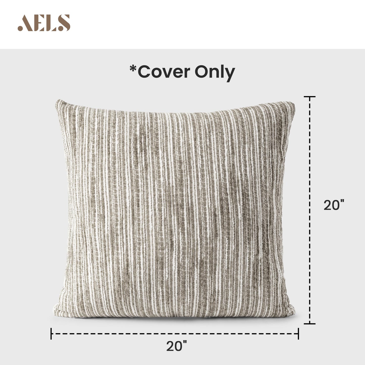 AELS 18x18 Decorative Farmhouse Throw Pillow Covers, Chenille Striped Pillow Case, Set of 2, Boho Textured Cushion Cover for Sofa Couch Living Room (Cover ONLY), Black and White