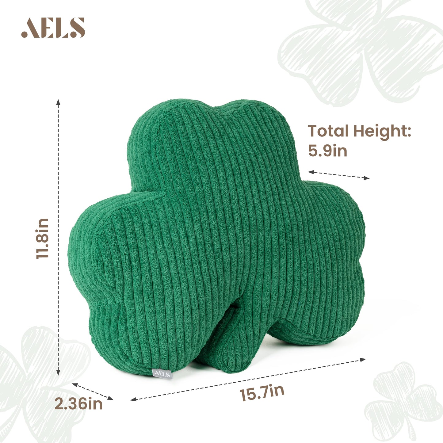 AELS Shamrock Pillow Set of 2, St. Patrick's Day Decorative Throw Pillow, 15.7" Corduroy Striped Cute Cushion for Living Room & Bedroom, Perfect for Holiday Home Decor, Irish Green