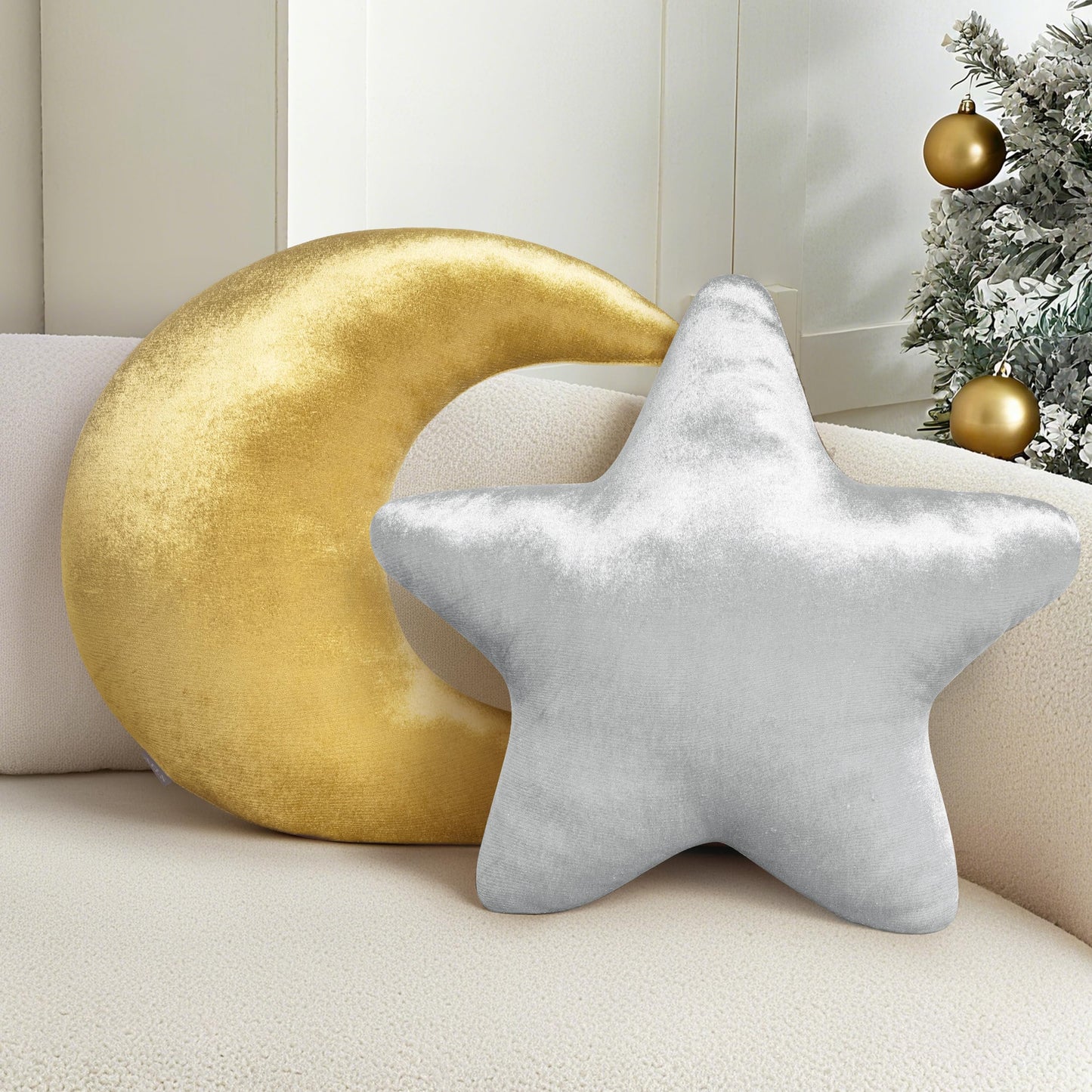 AELS Star Pillow - 19.6" Soft Velvet Star Shaped Decorative Throw Pillow for Couch, Bed, Living Room, Nursery, Home Decor Gift for Christmas, Birthday, Baby Shower, Gold