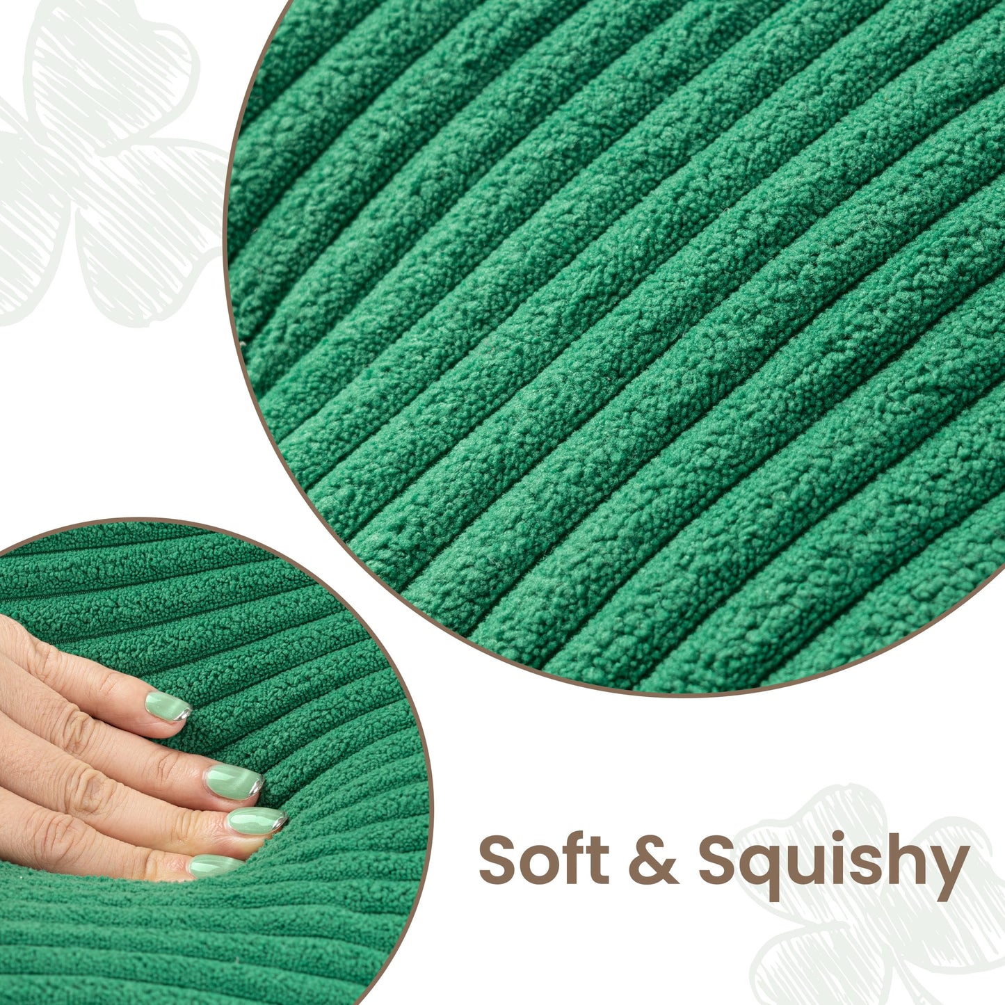 AELS Shamrock Pillow Set of 2, St. Patrick's Day Decorative Throw Pillow, 15.7" Corduroy Striped Cute Cushion for Living Room & Bedroom, Perfect for Holiday Home Decor, Irish Green