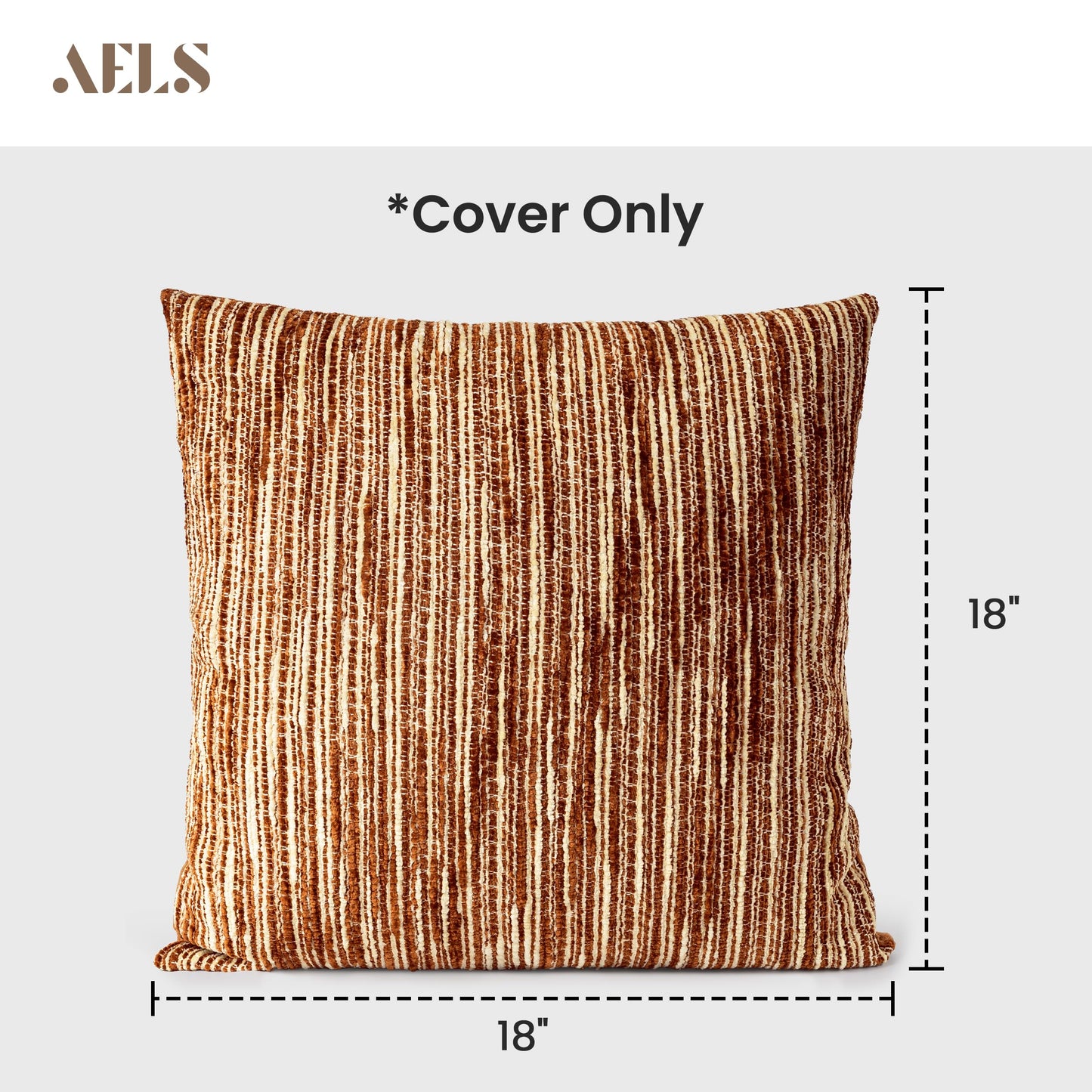 AELS 18x18 Decorative Farmhouse Throw Pillow Covers, Chenille Striped Pillow Case, Set of 2, Boho Textured Cushion Cover for Sofa Couch Living Room (Cover ONLY), Black and White