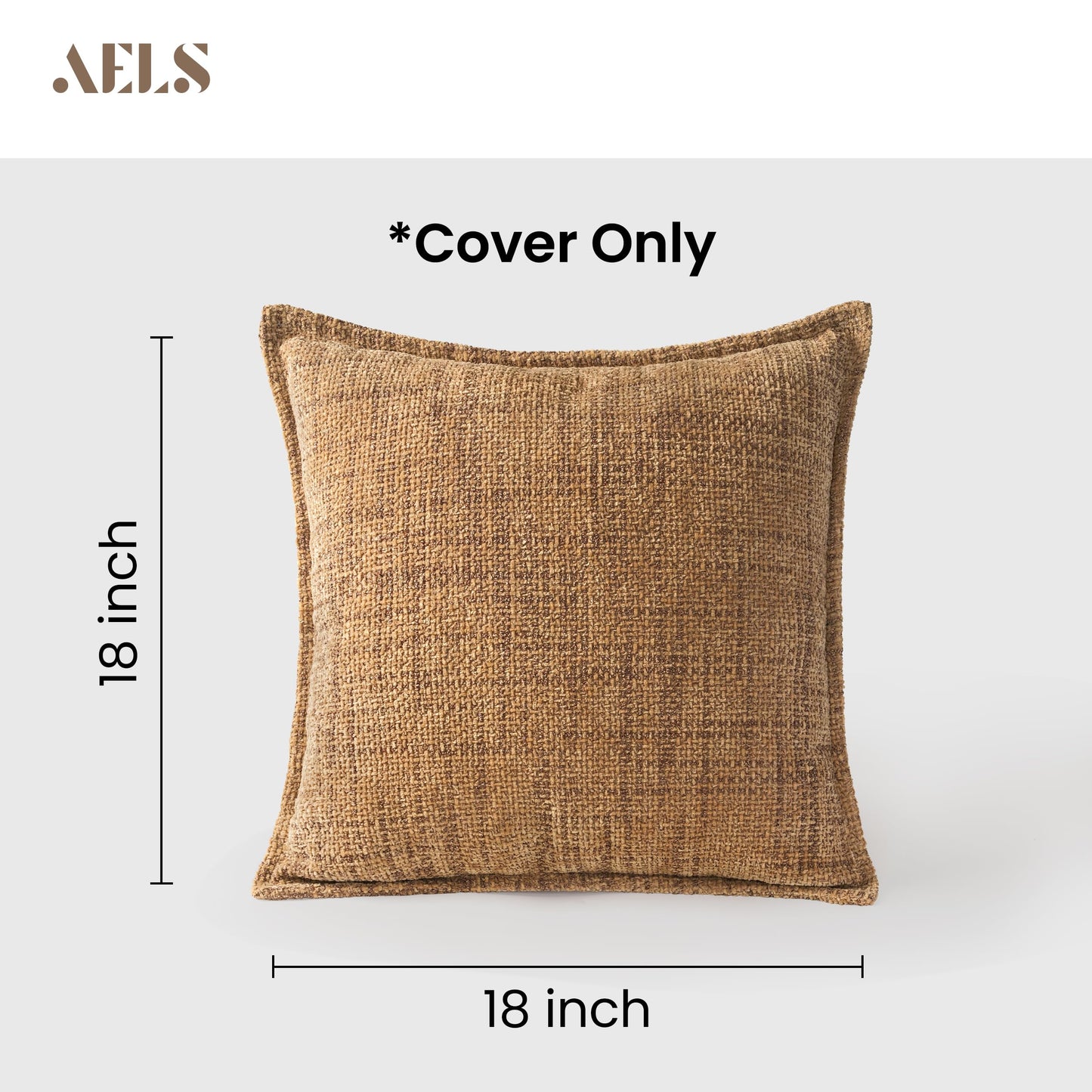 AELS 16x16 Decorative Chenille Farmhouse Throw Pillow Covers, Woven Pillow Case, Set of 2, Boho Textured Cushion Cover for Sofa Couch Living Room (Cover ONLY), Beige