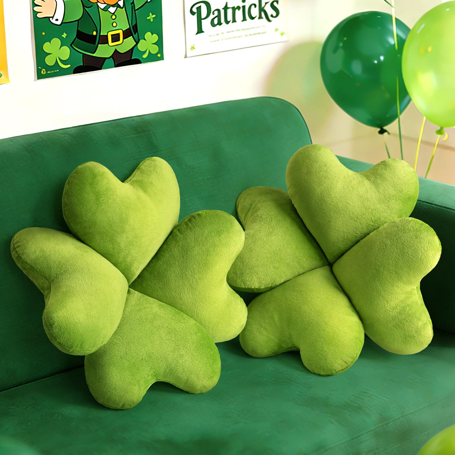 AELS Shamrock Pillow Set of 2, St. Patrick's Day Decorative Throw Pillow, 15.7" Corduroy Striped Cute Cushion for Living Room & Bedroom, Perfect for Holiday Home Decor, Irish Green