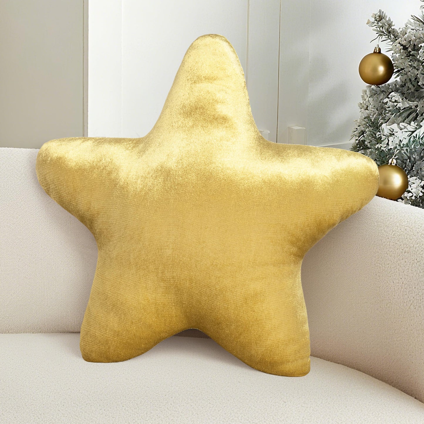 AELS Star Pillow - 19.6" Soft Velvet Star Shaped Decorative Throw Pillow for Couch, Bed, Living Room, Nursery, Home Decor Gift for Christmas, Birthday, Baby Shower, Gold