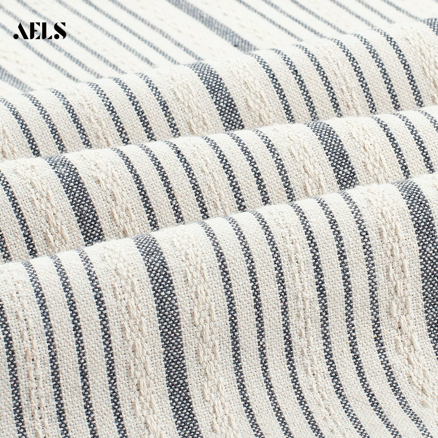 AELS Farmhouse Hanging Laundry Hamper with 2 Hooks, Washable Beige & Stripes Laundry Bag with Zipper & Wide Open Top, Over the Door Organizer for Dirty Clothes, Space Saving Storage