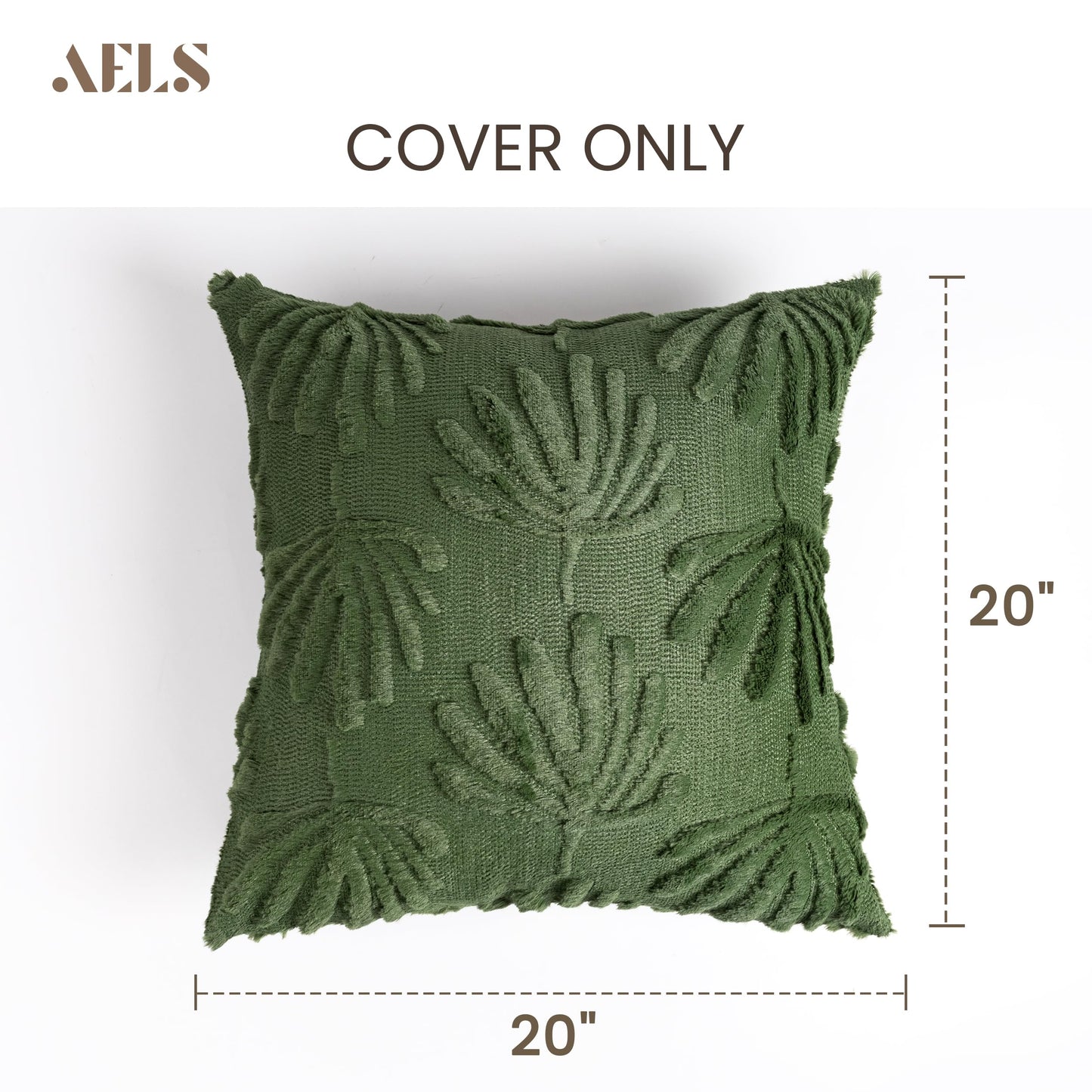 AELS Decorative Throw Pillow Covers 18x18, Set of 2, Modern Farmhouse Fan Palm Leaves Soft Plush Couch Pillow Case for Bed Couch Sofa, Green (Covers Only)