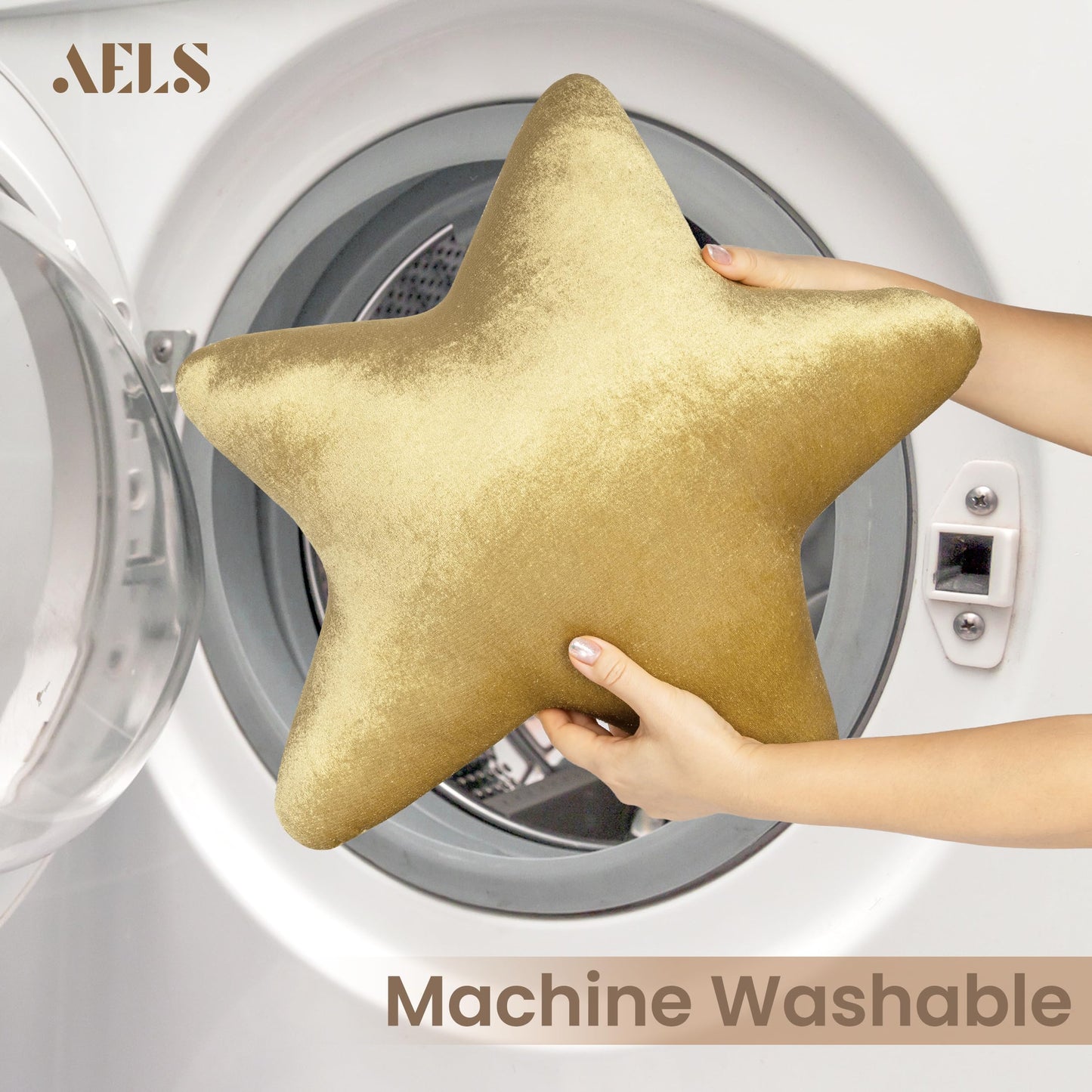 AELS Star Pillow - 19.6" Soft Velvet Star Shaped Decorative Throw Pillow for Couch, Bed, Living Room, Nursery, Home Decor Gift for Christmas, Birthday, Baby Shower, Gold