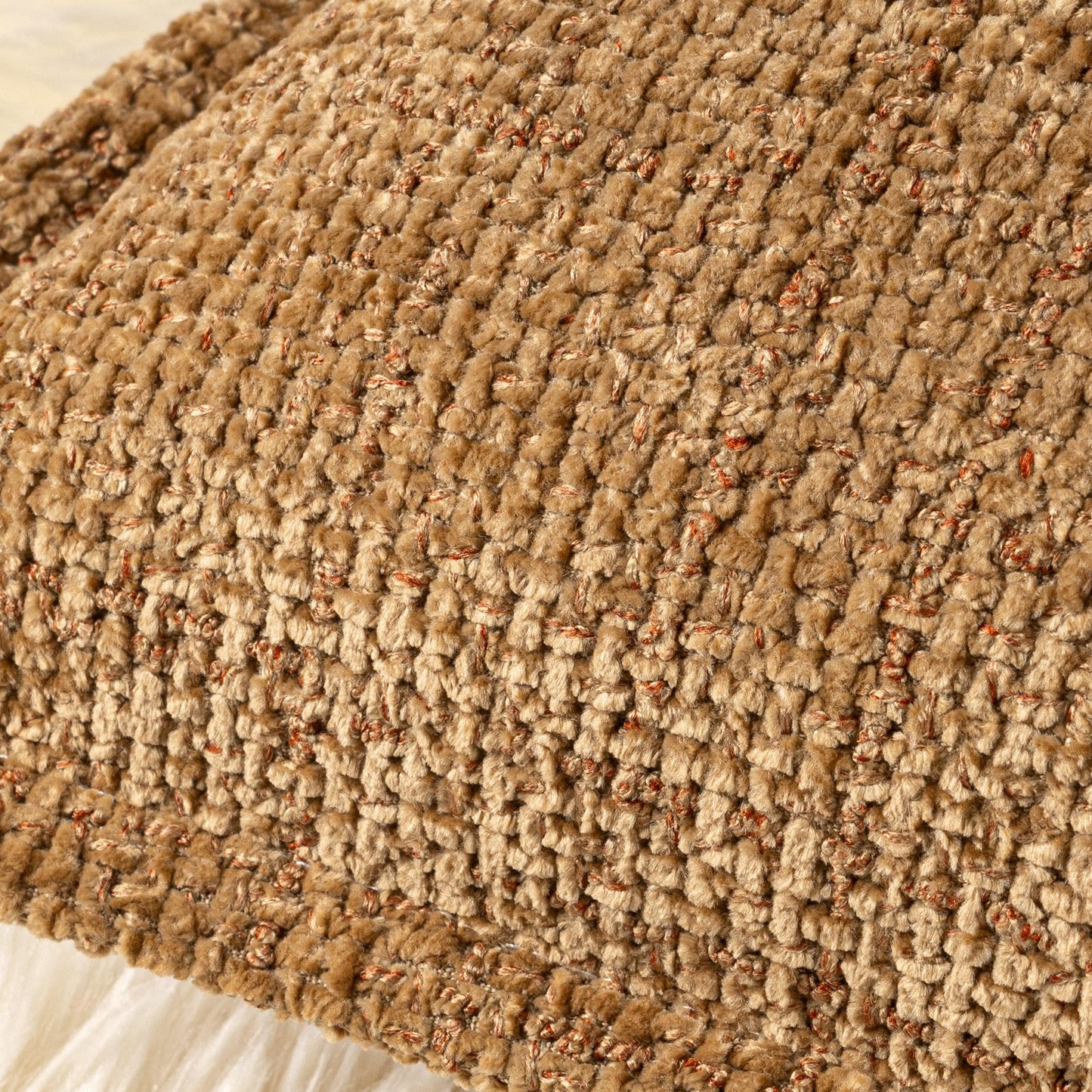 AELS 16x16 Decorative Chenille Farmhouse Throw Pillow Covers, Woven Pillow Case, Set of 2, Boho Textured Cushion Cover for Sofa Couch Living Room (Cover ONLY), Beige