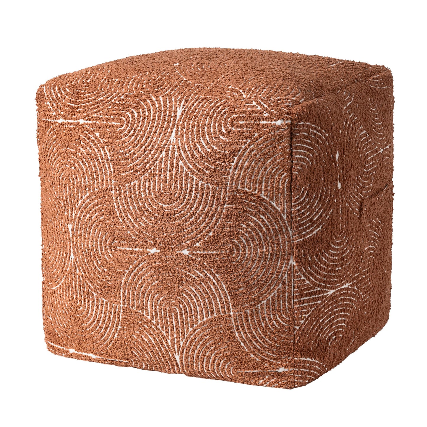 AELS Unstuffed Boho Textured Pouf Cover, Organic Modern Mid Century Rainbow Tufted Storage Bean Bag Cubes, Farmhouse Square Ottoman Pouf Foot Rest Footstool, 18"x18"x18", Cover ONLY, Burnt Orange