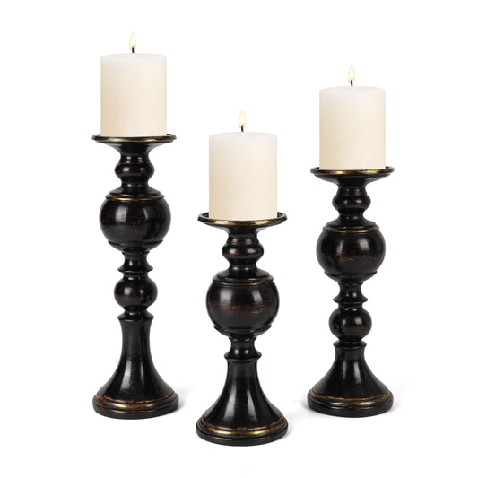 AELS Tall Candle Holders Set of 3, Rustic Pillar Candle Holders & Candlestick Holder, Vintage Centerpiece Table Decorations, Fireplace Mantel Decor, Elegant Antique Candle Holder Decor