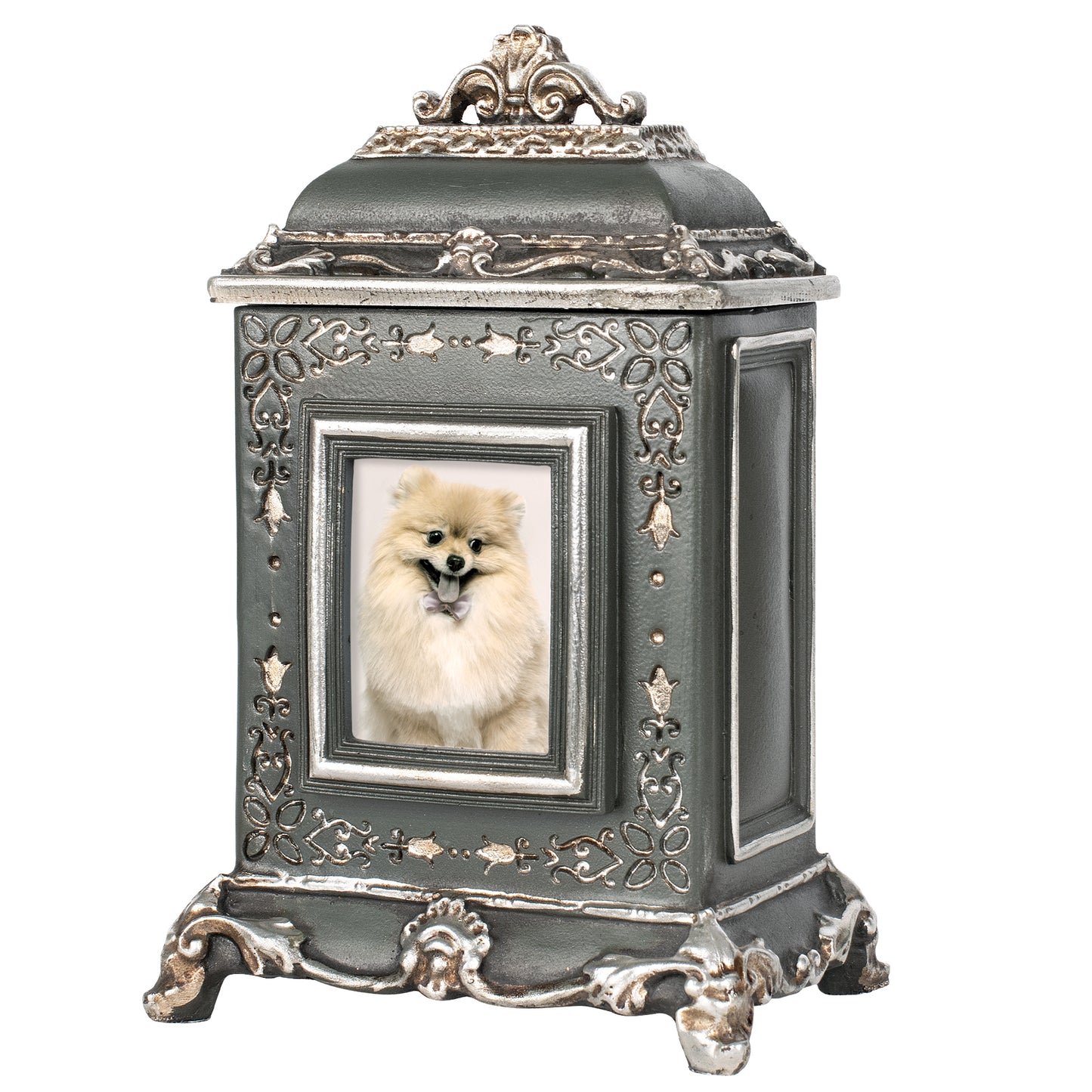 AELS Pet Urn Memory Box for Keepsakes with Photo Slot, Dog Memorial Urns for Ashes, Cat or Dog Cremation Urns, Dark Green