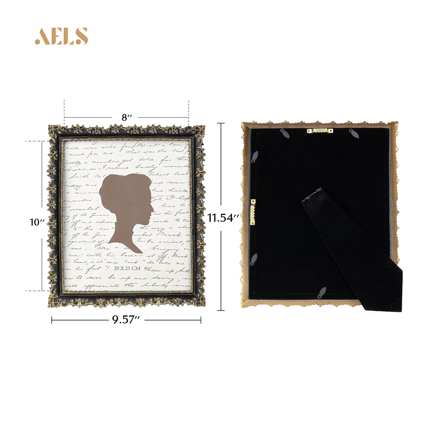 AELS 5x7 Inch Vintage Picture Frame, Elegant Antique Photo Frames with Glass Front, Photo Display, Tabletop Wall Hanging, Gift Ideas, Vine Pattern, Gold and Blue