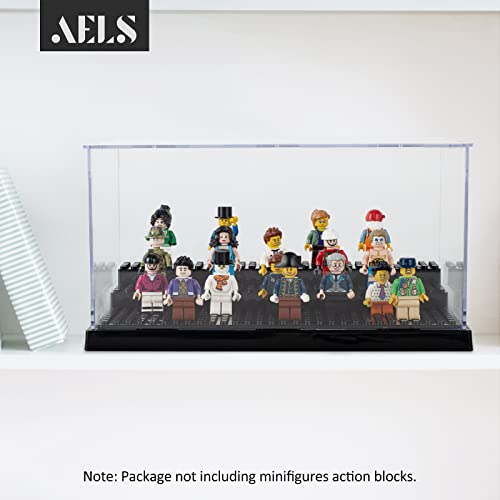 AELS 3-Level Acrylic Display Case, Dustproof Showcase for Collection Bricks Blocks Toys Models Minifigures Building, Clear, Removable, Black