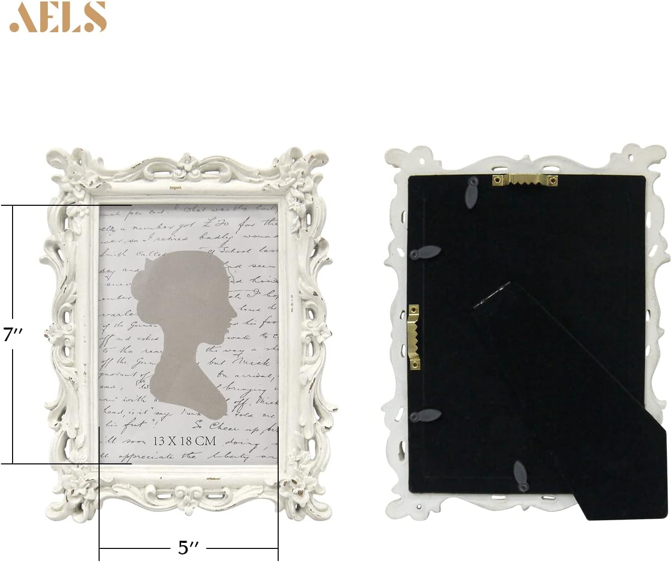 AELS Vintage Picture Frame, Elegant Antique Photo Frames with Glass Front, Photo Display, Tabletop Wall Hanging, Gift Ideas, White Waves (4X6 inch)