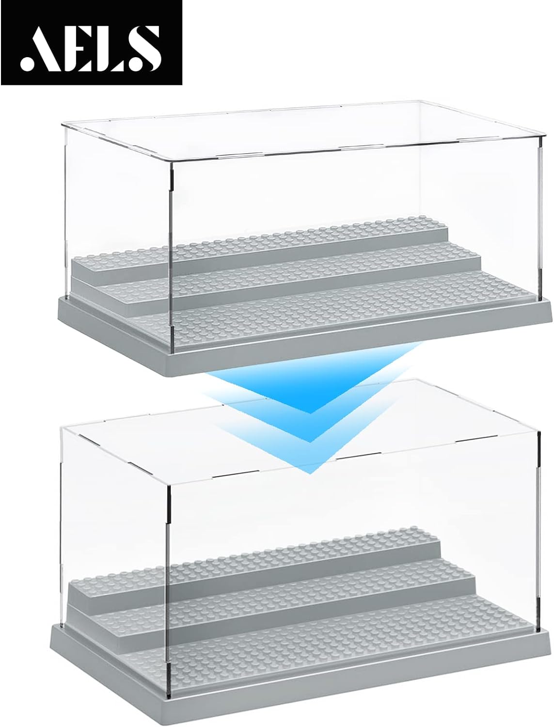 AELS 1 Pack Acrylic Minifigures Display Case, Stackable and Dustproof Building Block Display Box for Lego Action Figure Toys Storage, Gifts for Lego Lovers