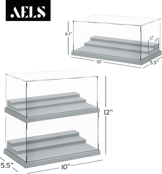 AELS 1 Pack Acrylic Minifigures Display Case, Stackable and Dustproof Building Block Display Box for Lego Action Figure Toys Storage, Gifts for Lego Lovers