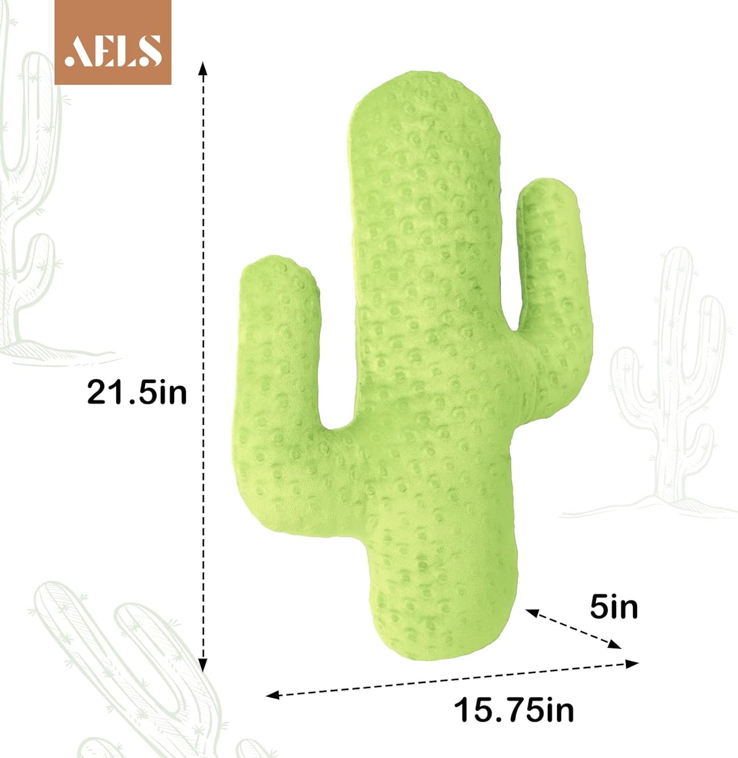 AELS 22 Inches Cactus Decorative Throw Pillow, Cute Succulent Throw Pillow, 3D Office Nap Pillow, Cactus Plush Pillow for Nursery Bedroom Room Decor, Blue Green