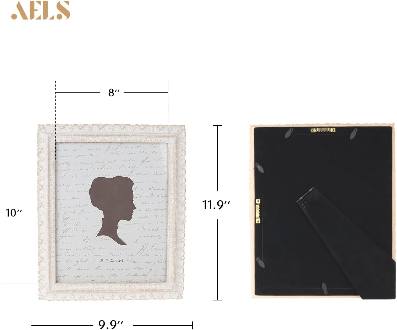 AELS 8x10 Inch Vintage Picture Frame, Elegant Antique Photo Frames with Glass Front, Photo Display, Tabletop Wall Hanging, Gift Ideas, White and Pink