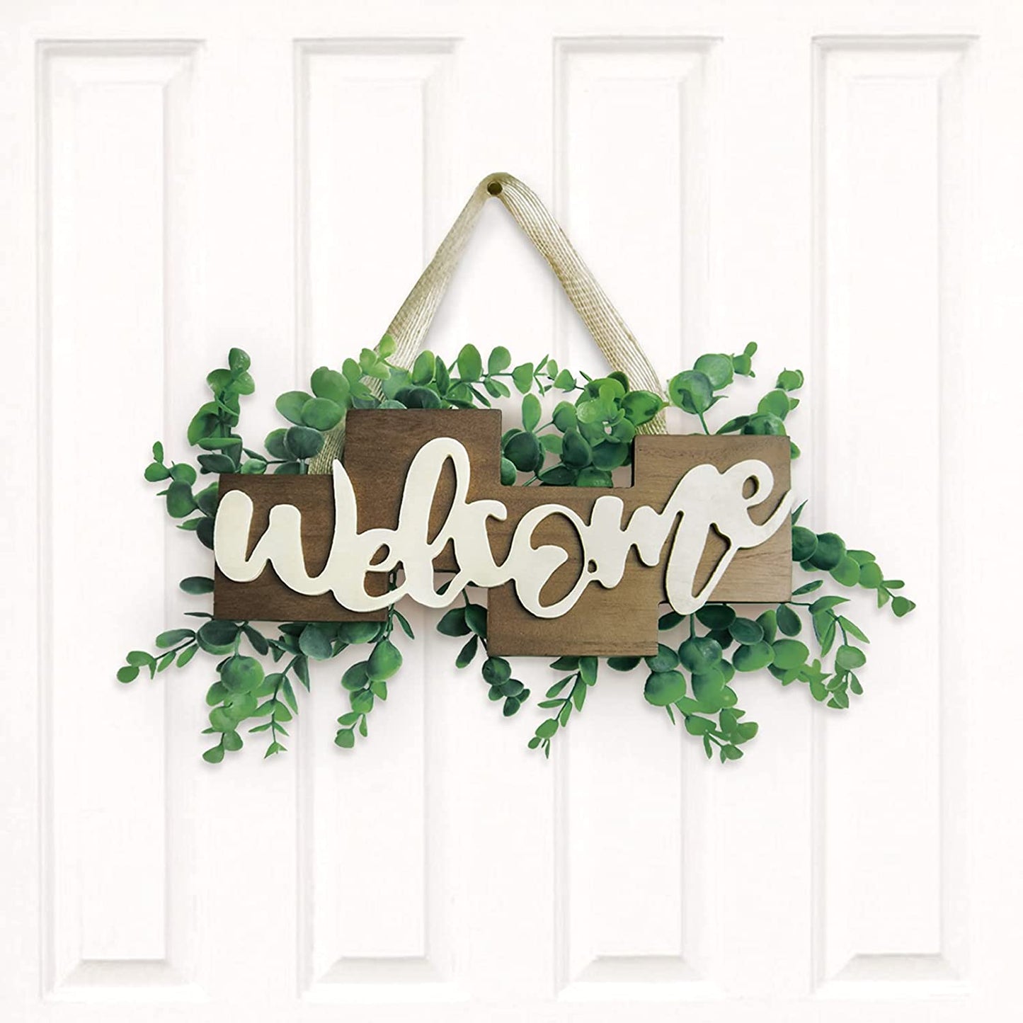 Christmas Farmhouse Square Plants Hanging Welcome Sign