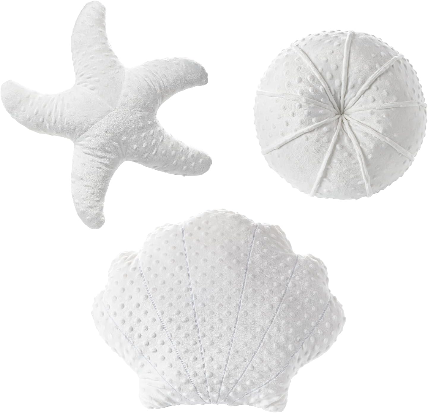 AELS Coastal Throw Pillows Set of 2, Starfish Shell Pillows, Beach Ocean Nautical Themed Smooth Soft Minky Decorative Throw Pillows, Cute Pillow for Couch Sofa Bed Living Room Bedroom Nursery, White