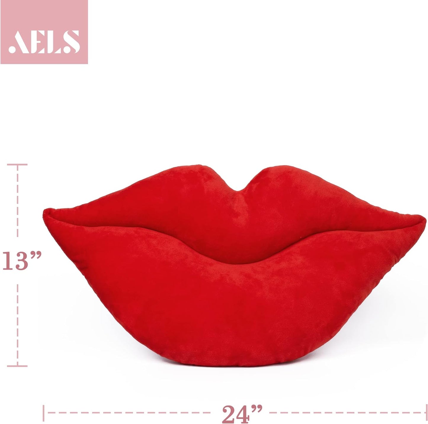 AELS 3D Large Lips Throw Pillows Smooth Soft Velvet Decorative Throw Pillows Love Pillows Cute Pillow 24 X 12 inches for Couch Sofa Bed Living Room Bedroom, Red