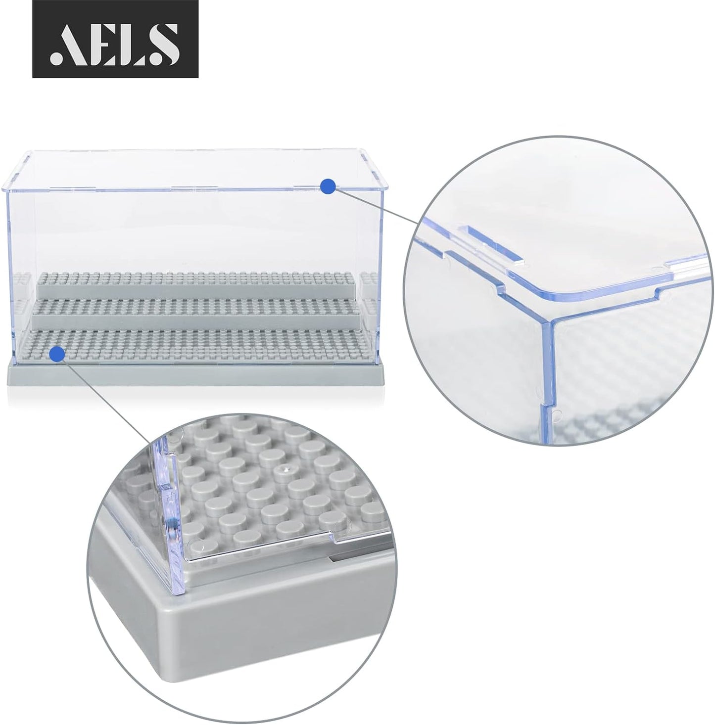 AELS 1 Pack Acrylic Minifigures Display Case, Stackable and Dustproof Building Block Display Box for Lego Action Figure Toys Storage, Gifts for Lego Lovers