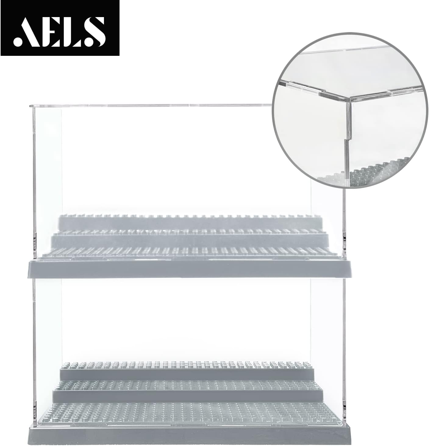 AELS 1 Pack Acrylic Minifigures Display Case, Stackable and Dustproof Building Block Display Box for Lego Action Figure Toys Storage, Gifts for Lego Lovers