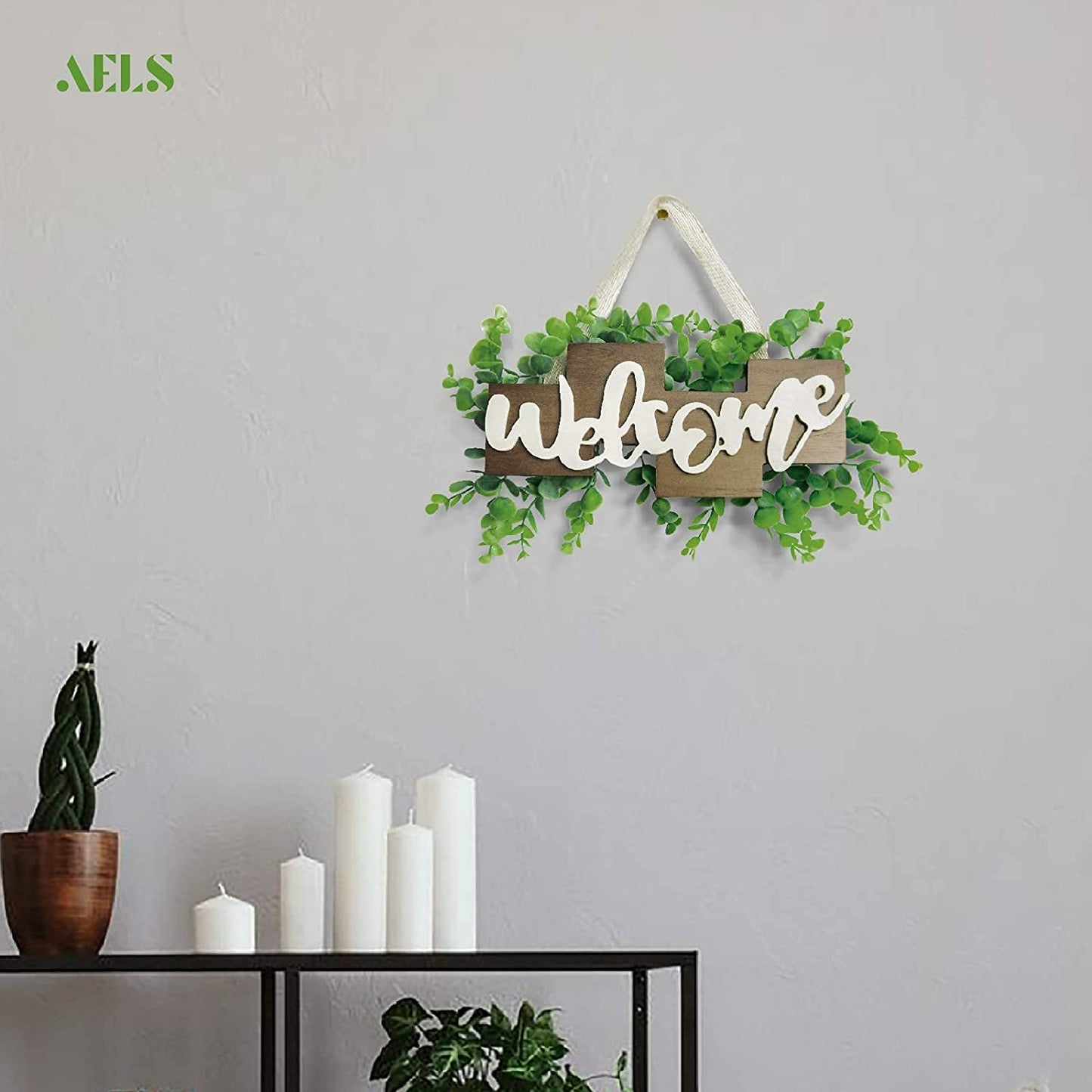 Christmas Farmhouse Square Plants Hanging Welcome Sign