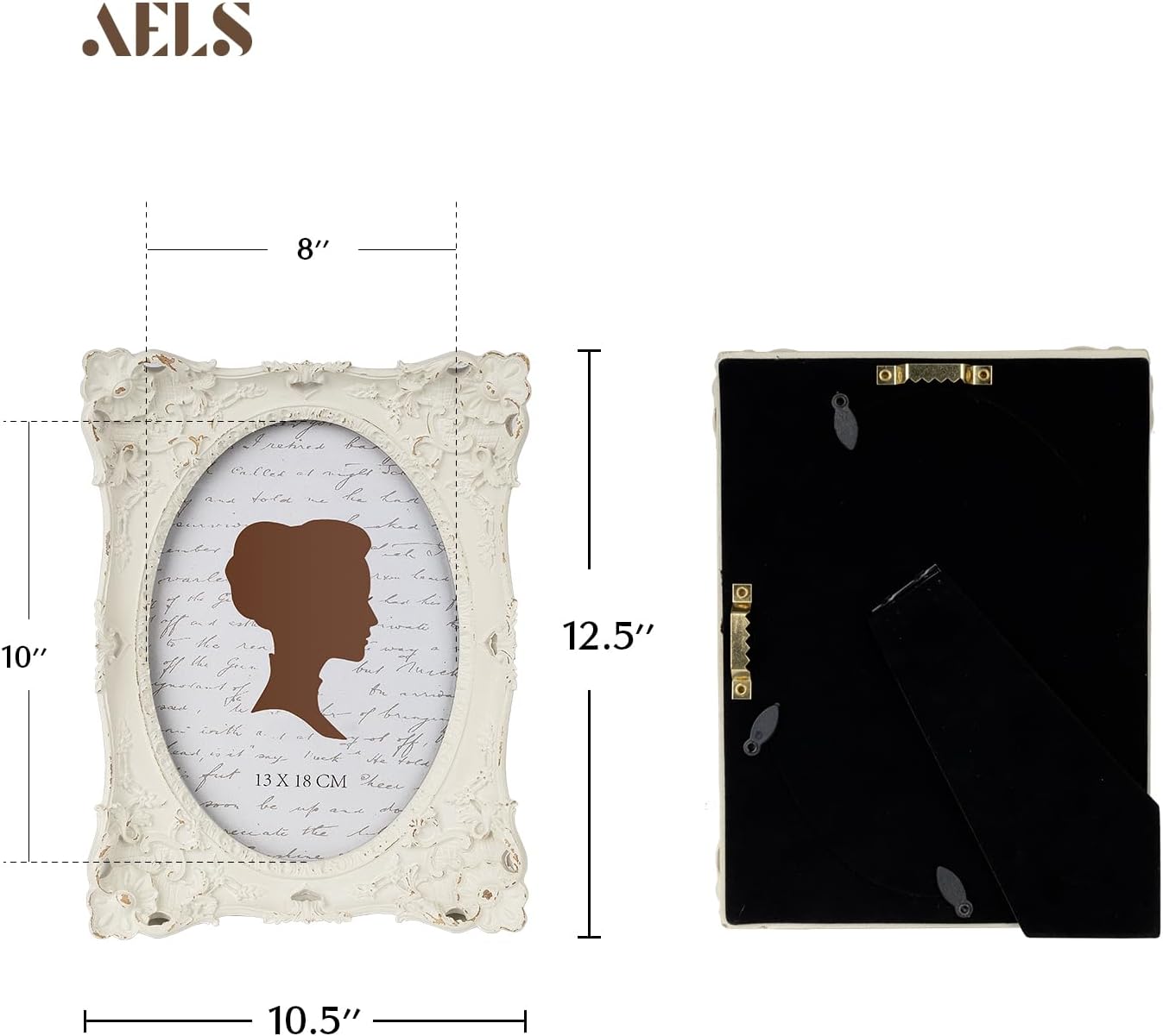 AELS 5x7 Inch Vintage Picture Frame, Elegant Antique Photo Frames with Glass Front, Photo Display, Tabletop Wall Hanging, Gift Ideas, Off White