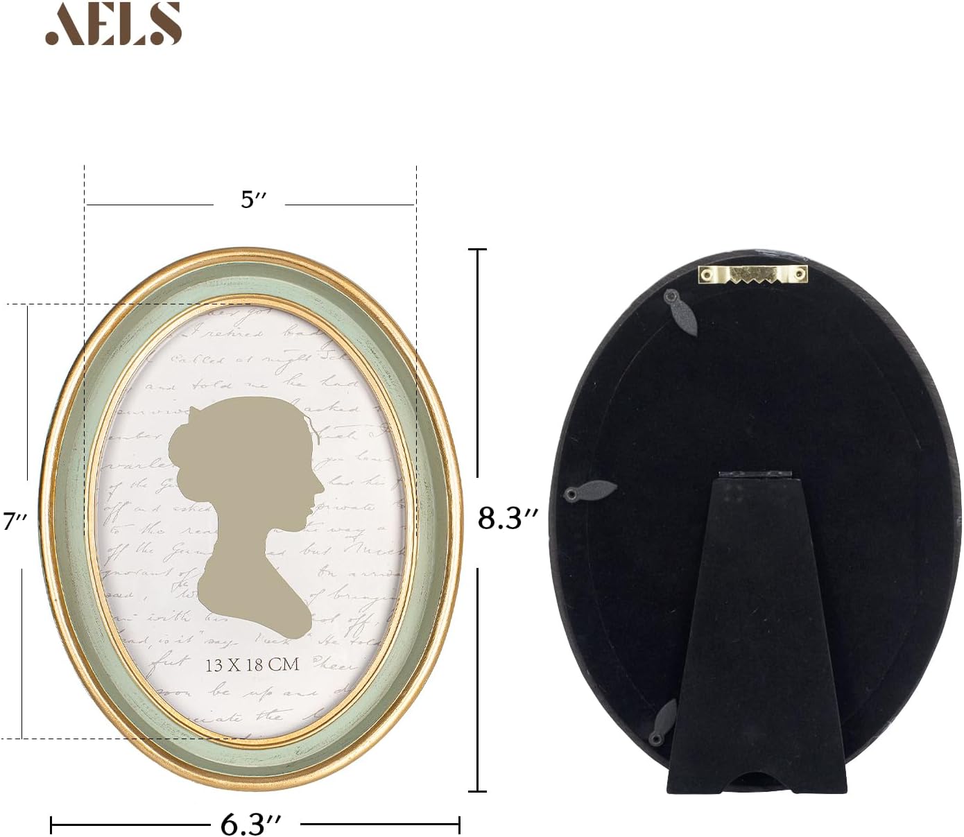 AELS 4x4 Inch Vintage Picture Frame, Elegant Antique Photo Frames with Glass Front, Photo Display, Tabletop Wall Hanging, Gift Ideas, Black Round with Gold Trim