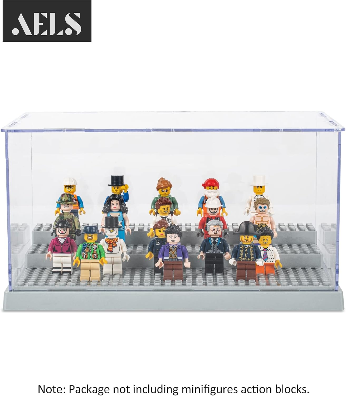 AELS 1 Pack Acrylic Minifigures Display Case, Stackable and Dustproof Building Block Display Box for Lego Action Figure Toys Storage, Gifts for Lego Lovers