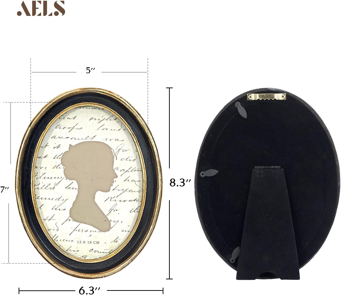 AELS 4x4 Inch Vintage Picture Frame, Elegant Antique Photo Frames with Glass Front, Photo Display, Tabletop Wall Hanging, Gift Ideas, Black Round with Gold Trim