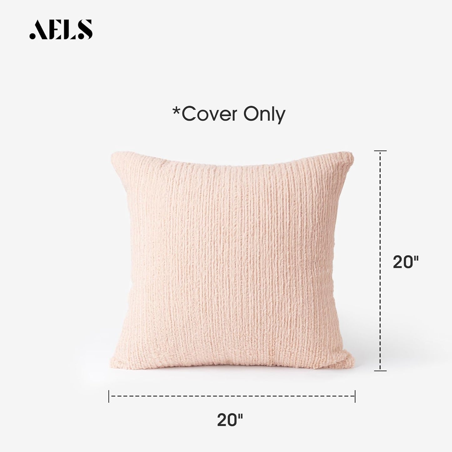 AELS 20x20 Decorative Faux Fur Striped Throw Pillow Covers, Set of 2, Accent Textured Plush Pillow Case, Modern Fuzzy Cushion Cover for Sofa Couch Living Room, Cover ONLY, White