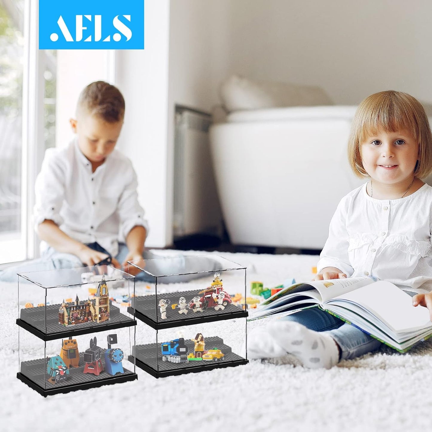 AELS 1 Pack Acrylic Minifigures Display Case, Stackable and Dustproof Building Block Display Box for Lego Action Figure Toys Storage, Gifts for Lego Lovers