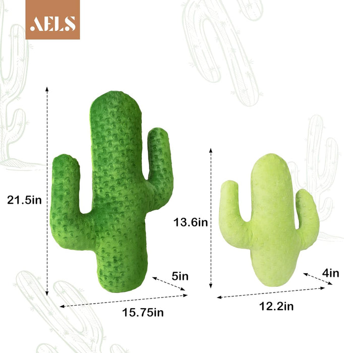 AELS 22 Inches Cactus Decorative Throw Pillow, Cute Succulent Throw Pillow, 3D Office Nap Pillow, Cactus Plush Pillow for Nursery Bedroom Room Decor, Blue Green