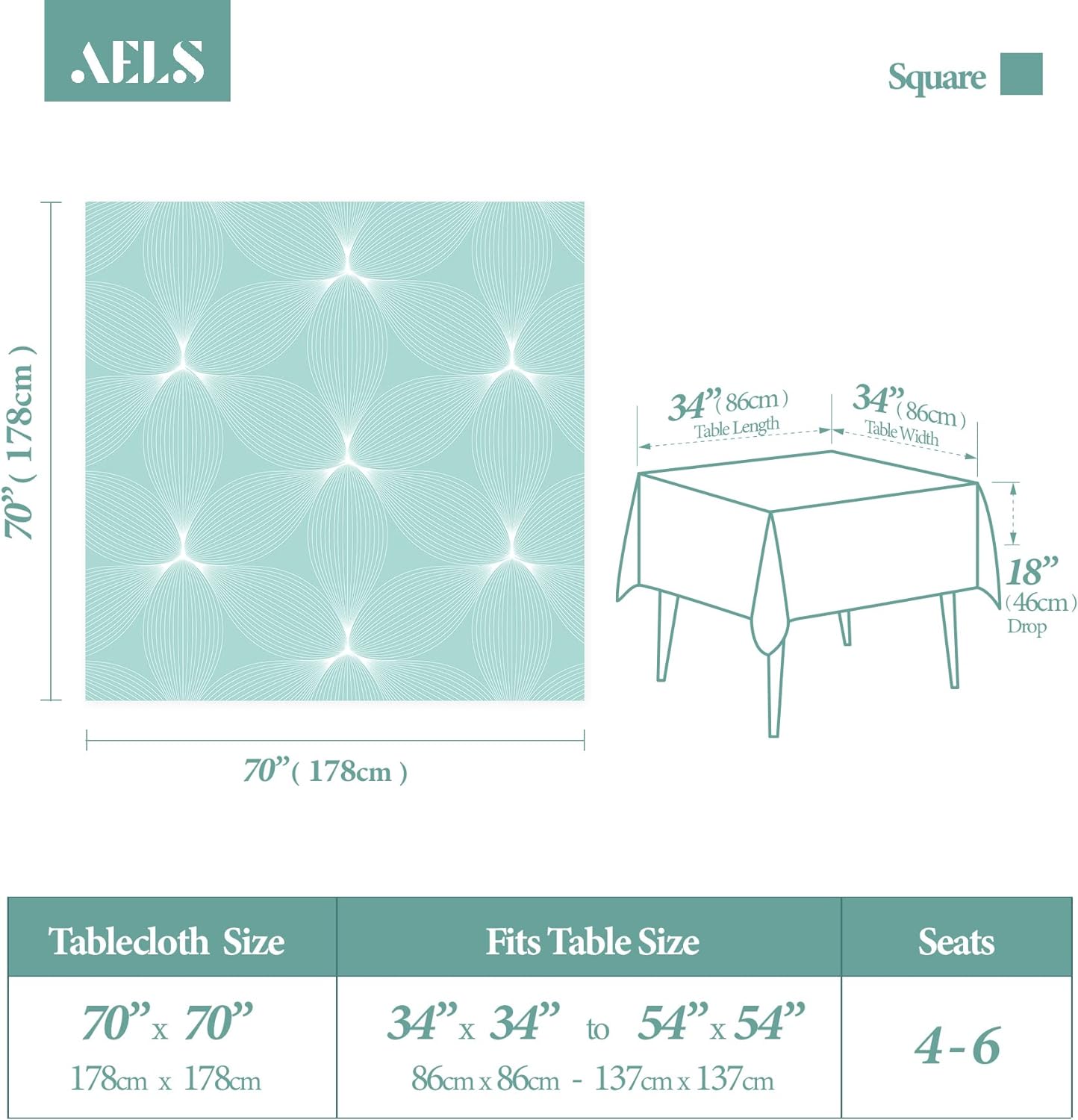 AELS Vinyl Coated Fabric 60x84 inch Tablecloth, Waterproof Oil-Proof Stain Resistant Washable Printed Indoor Table Cover, Decorative Rectangle Table Cloths for Dining Room, Party, Flower