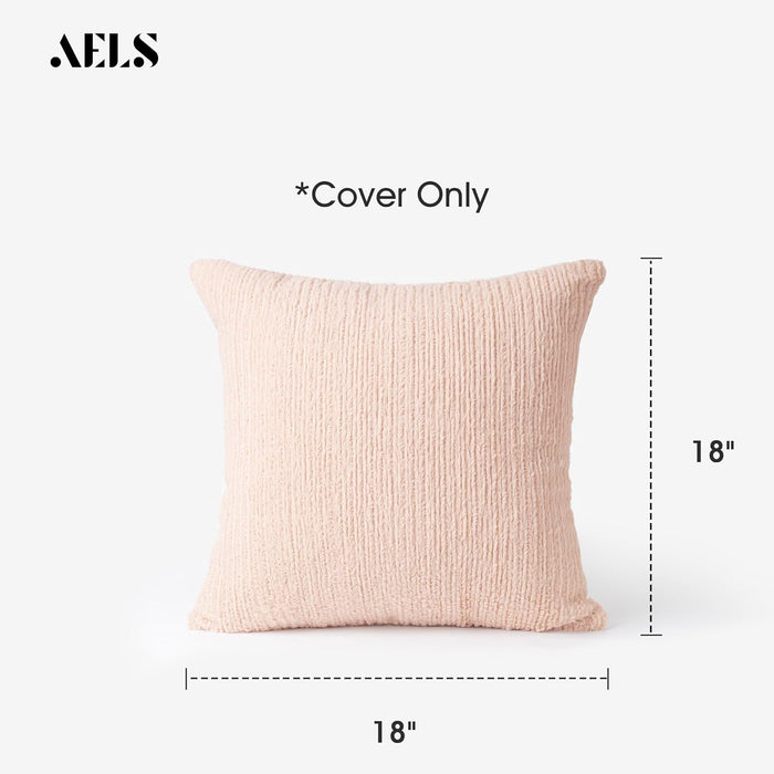 AELS 20x20 Decorative Faux Fur Striped Throw Pillow Covers, Set of 2, Accent Textured Plush Pillow Case, Modern Fuzzy Cushion Cover for Sofa Couch Living Room, Cover ONLY, White