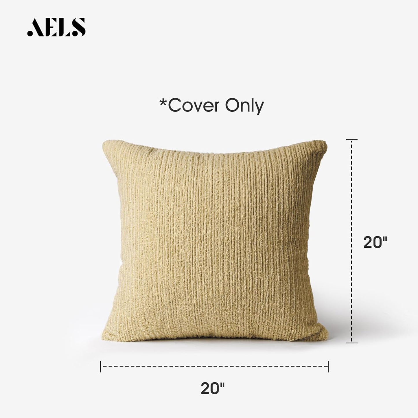 AELS 20x20 Decorative Faux Fur Striped Throw Pillow Covers, Set of 2, Accent Textured Plush Pillow Case, Modern Fuzzy Cushion Cover for Sofa Couch Living Room, Cover ONLY, White