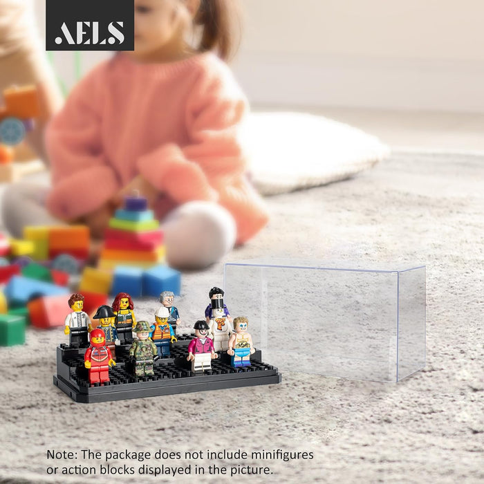 AELS 1 Pack Acrylic Minifigures Display Case, Stackable and Dustproof Building Block Display Box for Lego Action Figure Toys Storage, Gifts for Lego Lovers