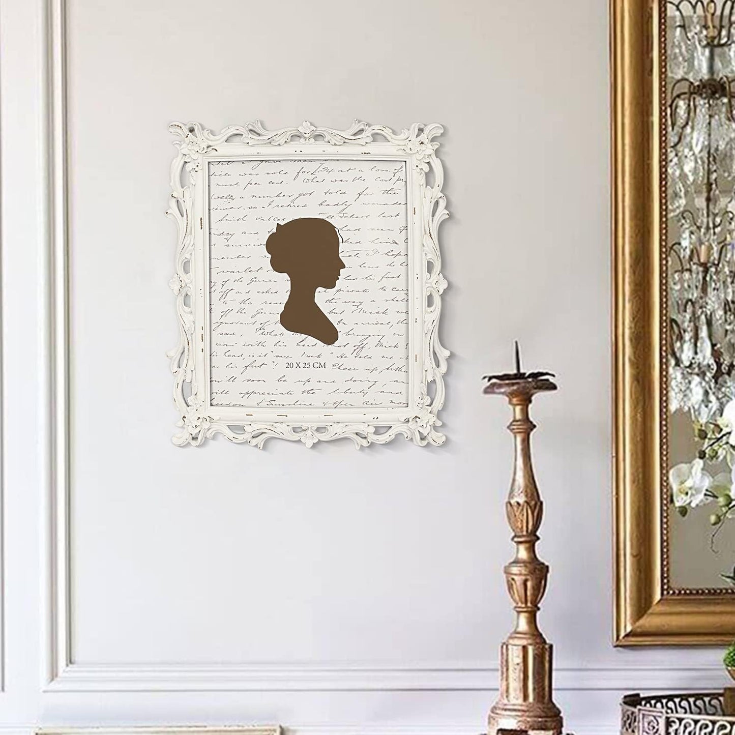AELS Vintage Picture Frame, Elegant Antique Photo Frames with Glass Front, Photo Display, Tabletop Wall Hanging, Gift Ideas, White Waves (4X6 inch)