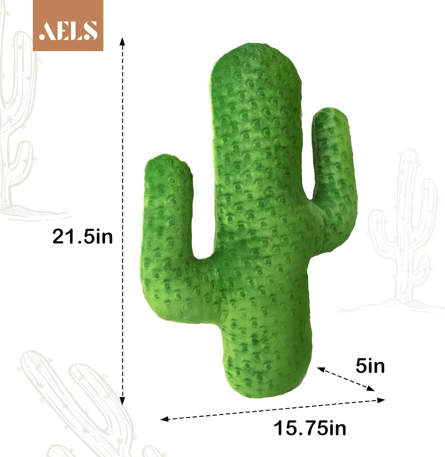 AELS 22 Inches Cactus Decorative Throw Pillow, Cute Succulent Throw Pillow, 3D Office Nap Pillow, Cactus Plush Pillow for Nursery Bedroom Room Decor, Blue Green