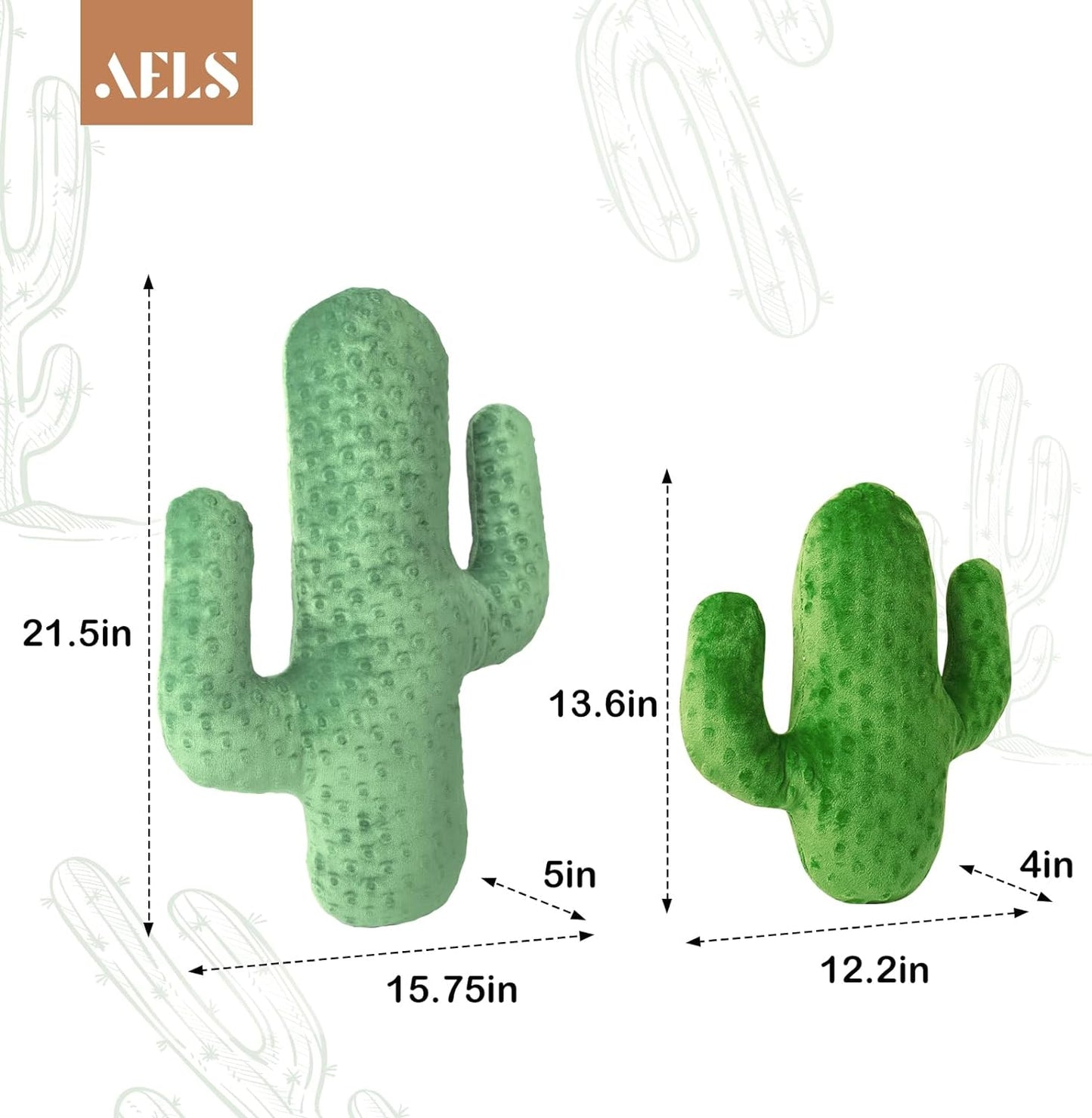 AELS 22 Inches Cactus Decorative Throw Pillow, Cute Succulent Throw Pillow, 3D Office Nap Pillow, Cactus Plush Pillow for Nursery Bedroom Room Decor, Blue Green