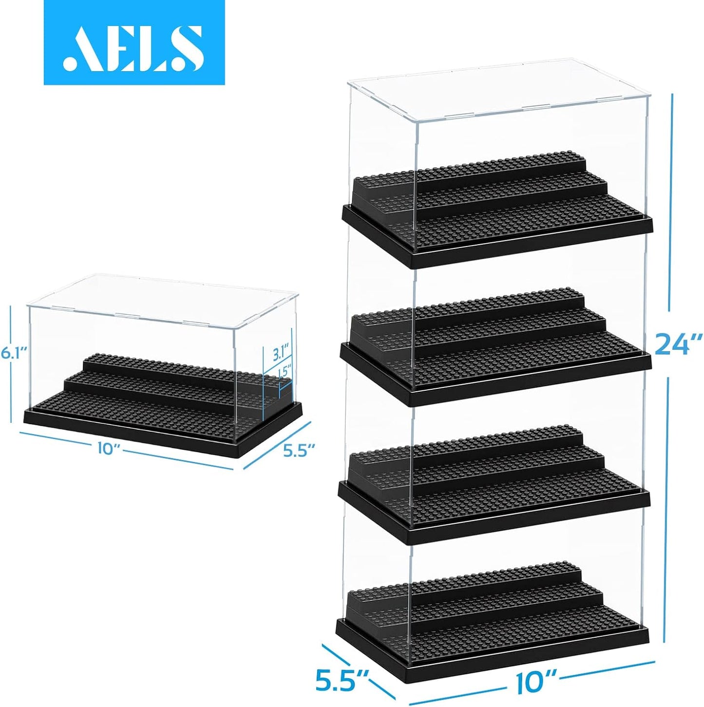 AELS 1 Pack Acrylic Minifigures Display Case, Stackable and Dustproof Building Block Display Box for Lego Action Figure Toys Storage, Gifts for Lego Lovers