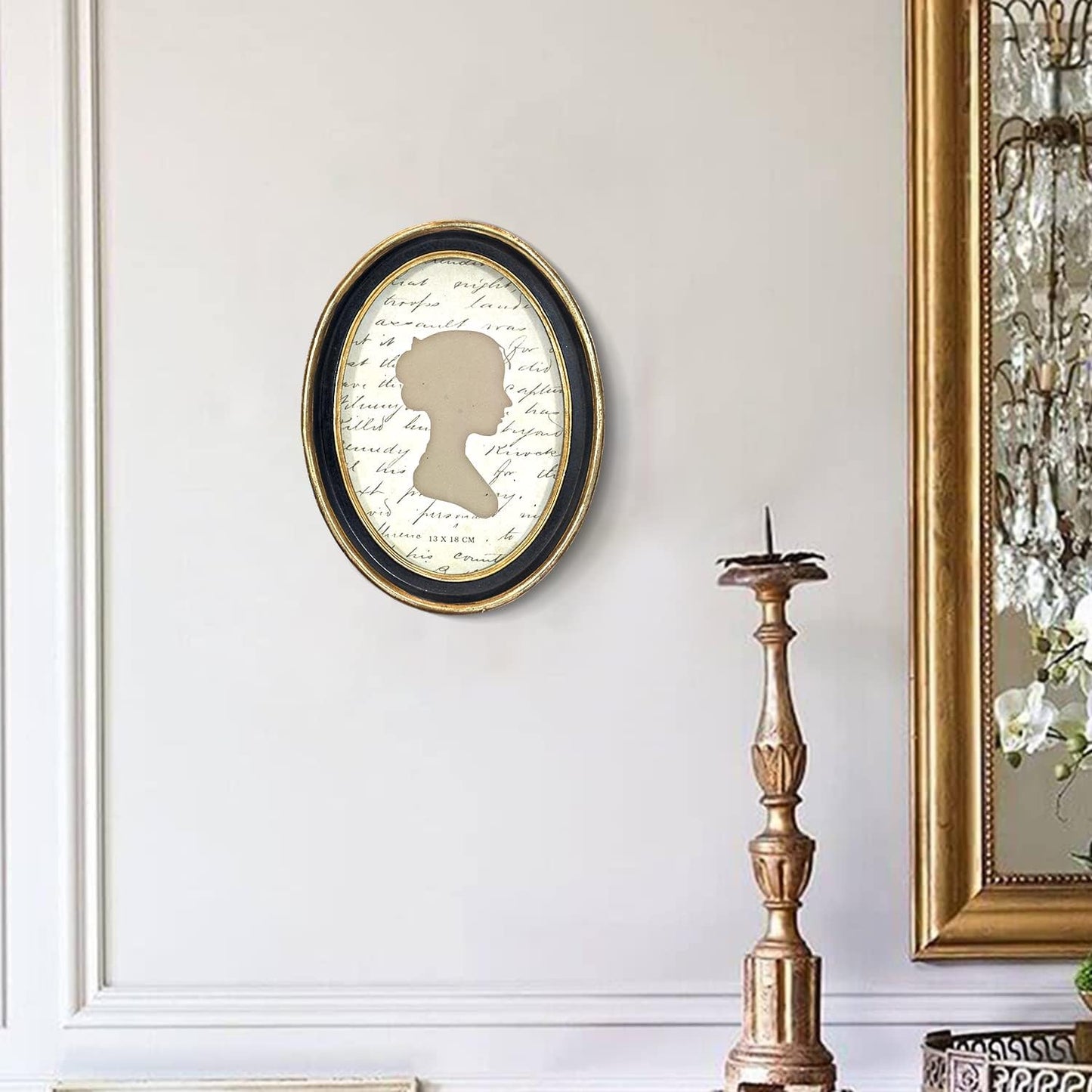 AELS 4x4 Inch Vintage Picture Frame, Elegant Antique Photo Frames with Glass Front, Photo Display, Tabletop Wall Hanging, Gift Ideas, Black Round with Gold Trim