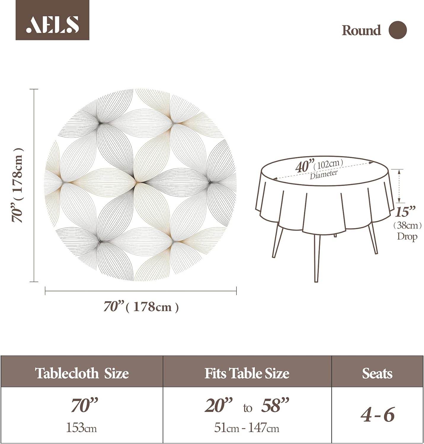 AELS Vinyl Coated Fabric 60x84 inch Tablecloth, Waterproof Oil-Proof Stain Resistant Washable Printed Indoor Table Cover, Decorative Rectangle Table Cloths for Dining Room, Party, Flower