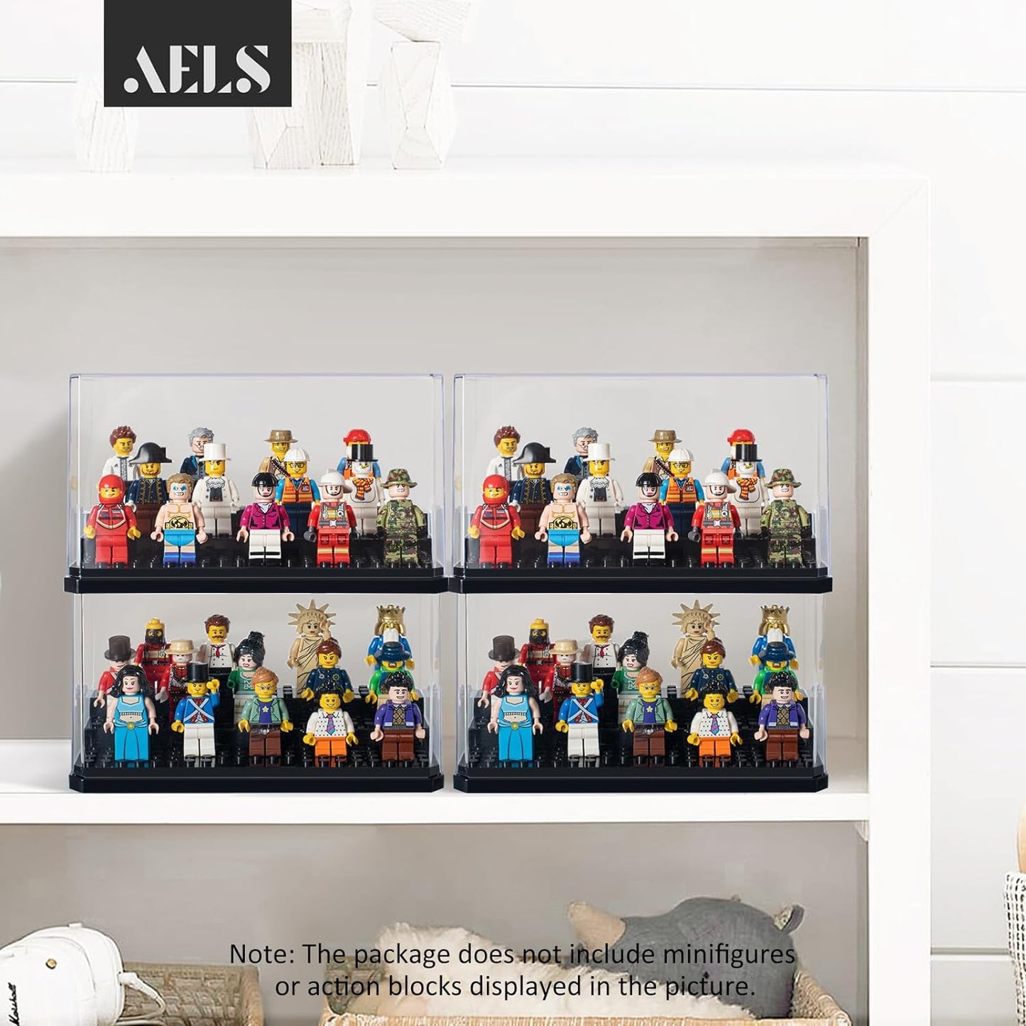 AELS 1 Pack Acrylic Minifigures Display Case, Stackable and Dustproof Building Block Display Box for Lego Action Figure Toys Storage, Gifts for Lego Lovers